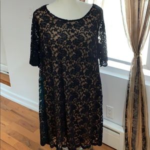NWOT black lace midi dress fully lined Size 24W